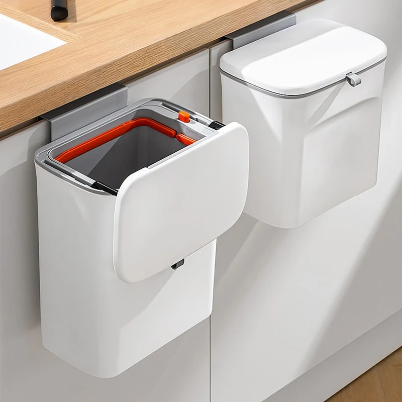 新疆包邮-垃圾桶家用卫生间厕所壁挂式带盖厨房大容量垃圾筒