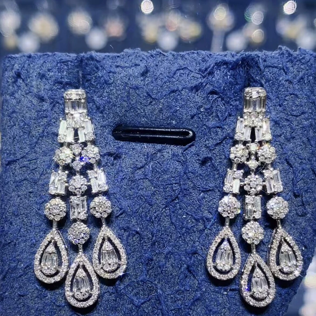 【蒂凡妮珠宝】18K金1.4ct水滴钻石流苏耳坠奢华大气 源头工厂价