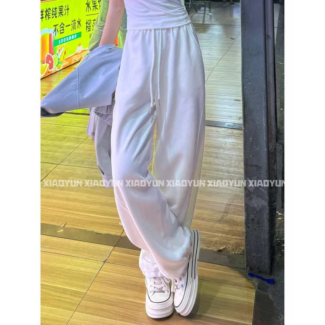 工装抽绳阔腿休闲裤 小允姐姐2025新款时尚高级抽绳阔腿休闲裤