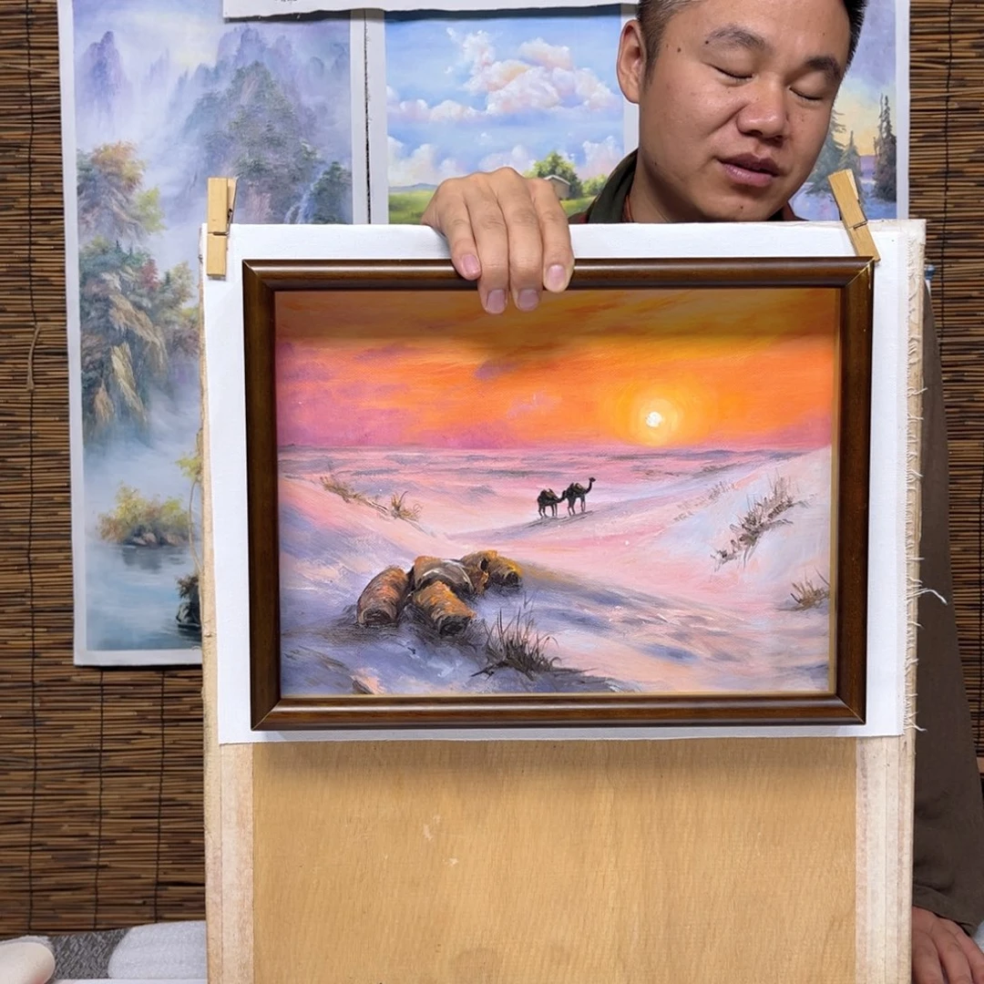 油画行路人小院绘画作品竞拍