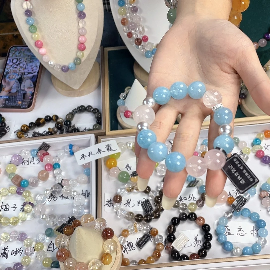 水晶手链银S925镀金镶嵌