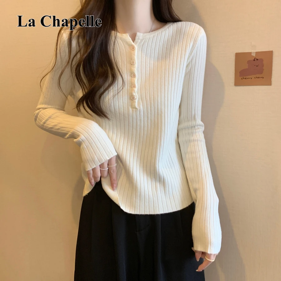 拉夏贝尔洋气时尚针织衫女秋冬新款内搭修身显瘦百搭打底韩系上衣
