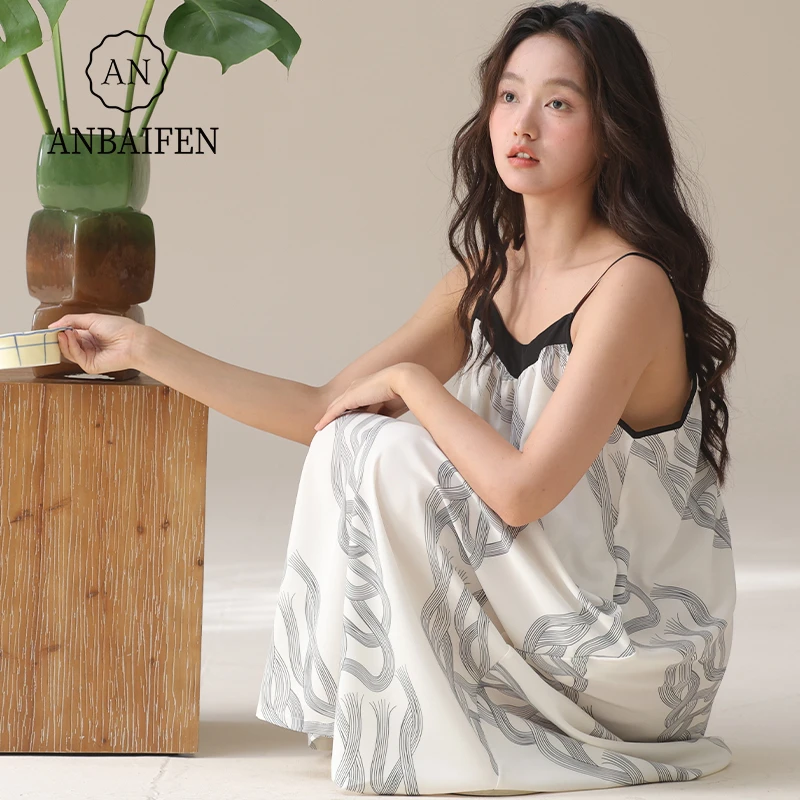 【温柔】冰丝夏季款吊带睡裙女性感无袖少女宽松慵懒风凉感型连衣裙