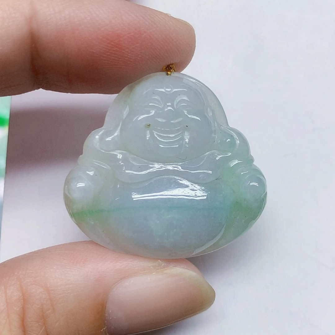 颈饰18K金镶嵌翡翠佛公
