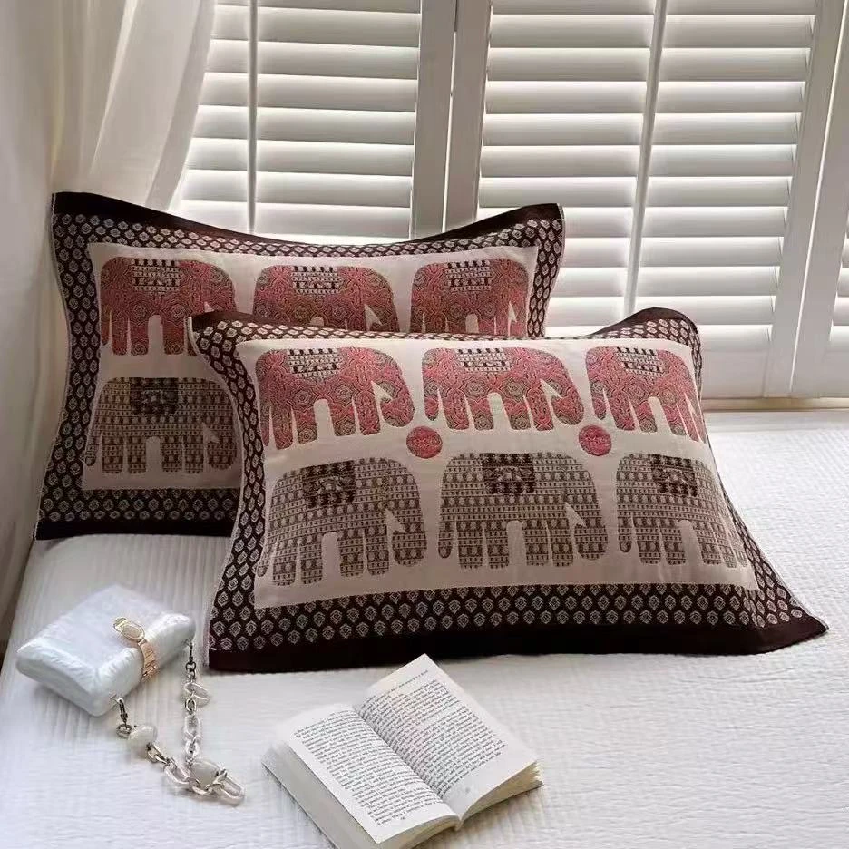 提米象枕巾多层纱布四季通用居家双面亲肤加厚多功能加大