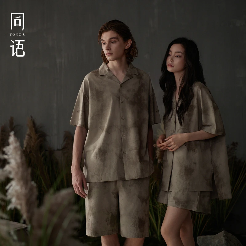 同语2025新款夏季睡衣情侣装一男一女莫代尔棉凉感短袖套装家居服