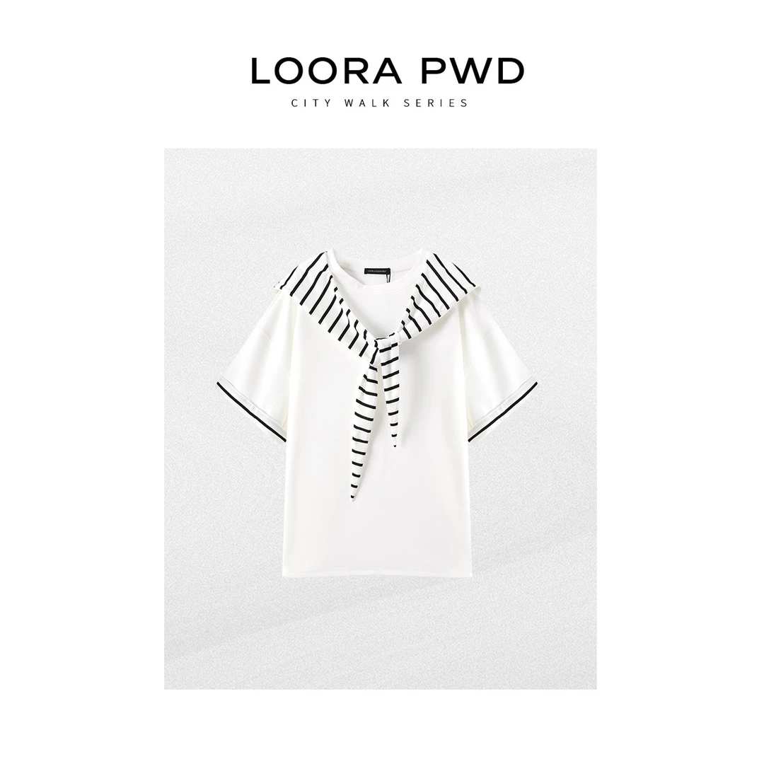 LOORAPWD/罗拉密码 全新春夏纯色连帽休闲长袖T恤25CJBZ0035N