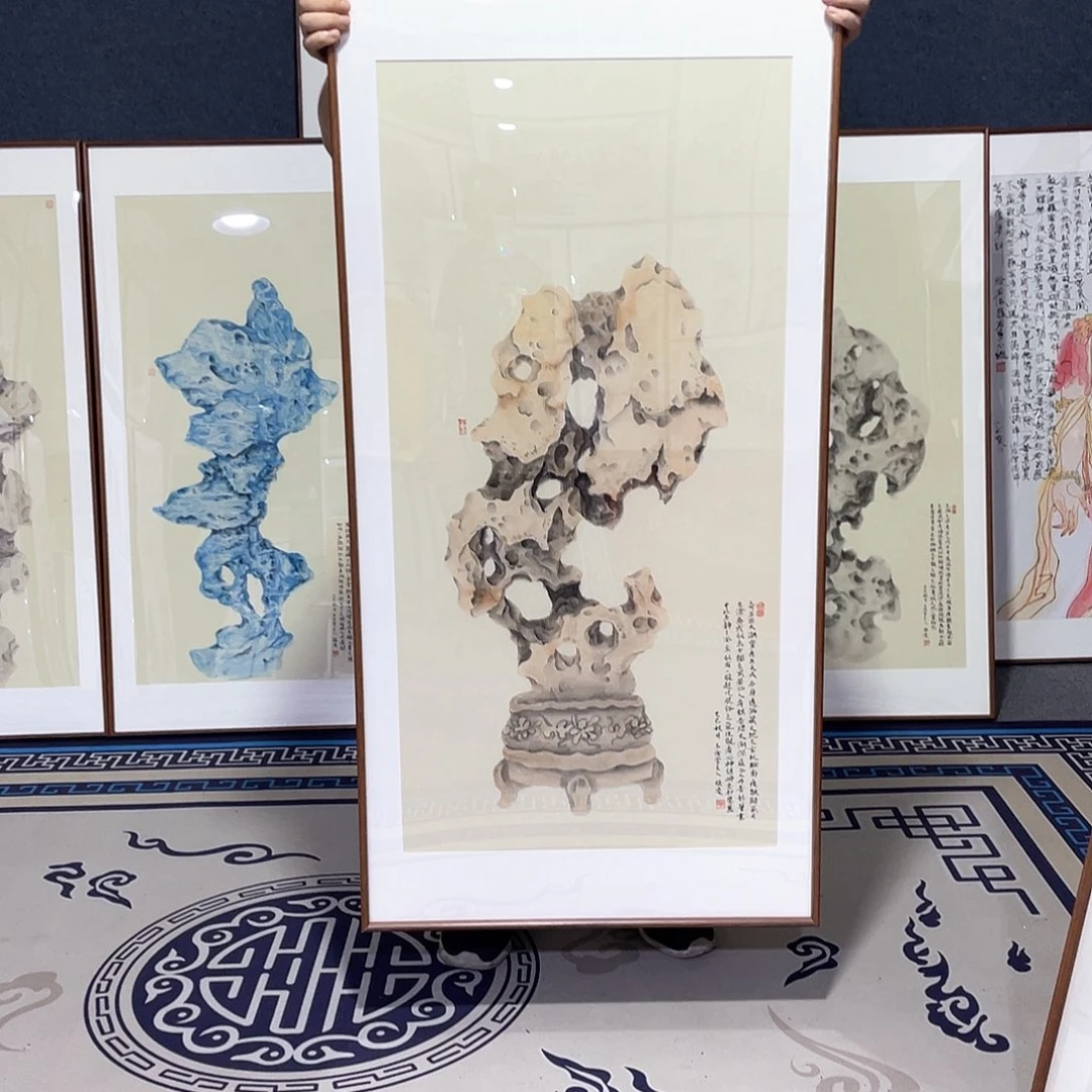 国画手绘画作品带框60/120