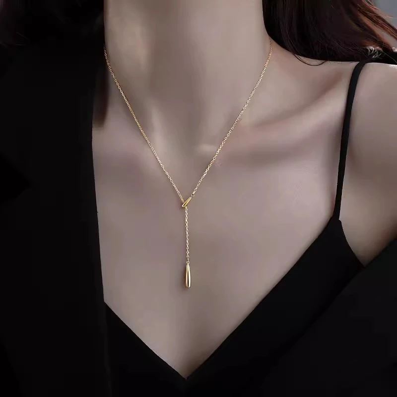 坠链均925银 老凤祥水滴纯银项链女轻奢气质流苏锁骨链情人节礼物