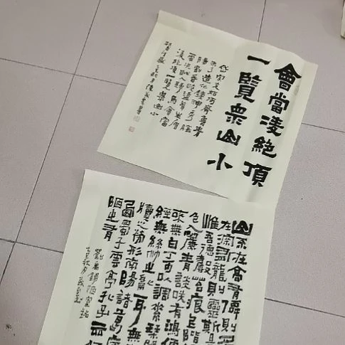 M***l书法陋室铭斗方望岳斗方。