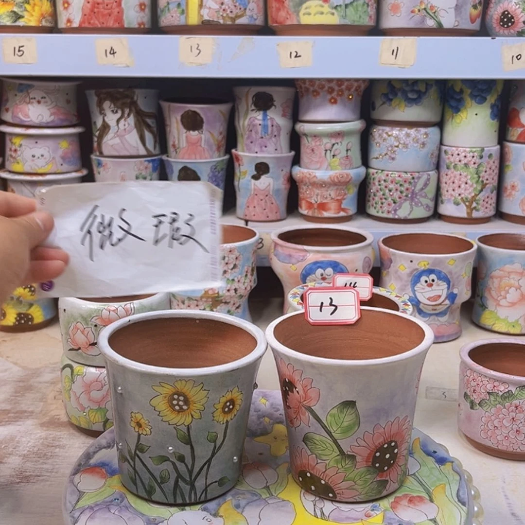 一物一拍所见所得手绘多肉花盆景德镇13