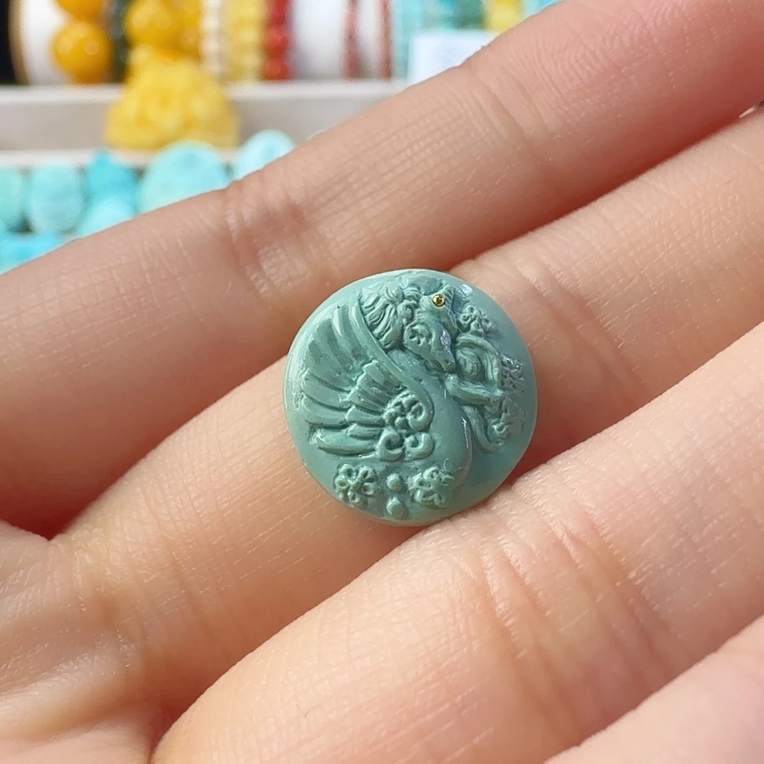 绿松石未镶嵌吊坠(不含链)独角兽