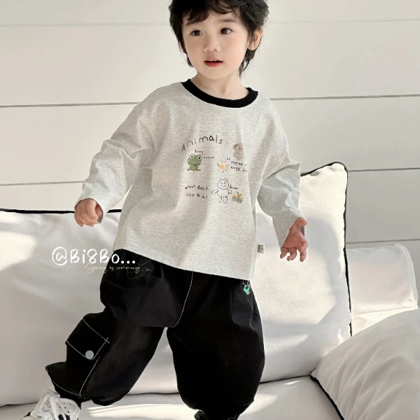 bi8bo2025春季新款儿童卡通动漫印花长袖T恤 31179