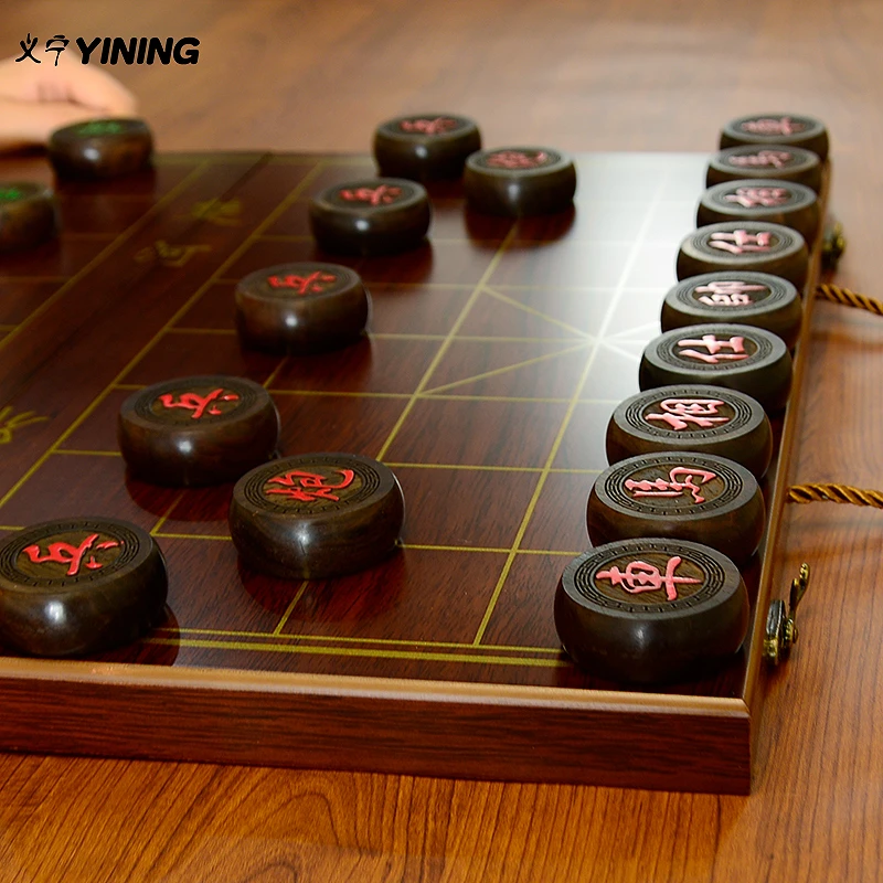 沉水黑檀木手感重中国象棋高档象棋带折叠棋盘方便携带大号成人