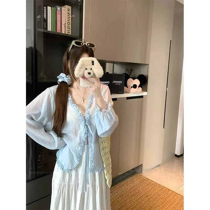 （看姐妹预约人数上新款式）新款韩版大码温柔风休闲衬衫防晒外套