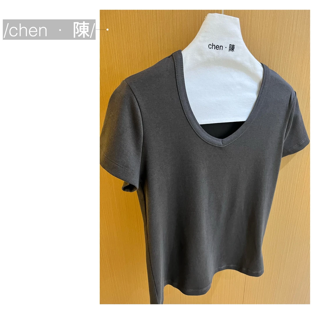 chen·陳【桃心领】莱赛尔舒适百搭T恤