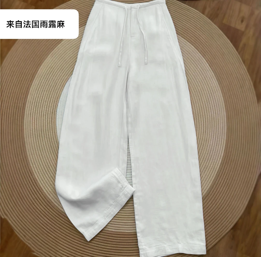 【拉劳风正品亚麻】劳拉风弯刀阔腿裤 夏直筒裤来自欧美法国夏季