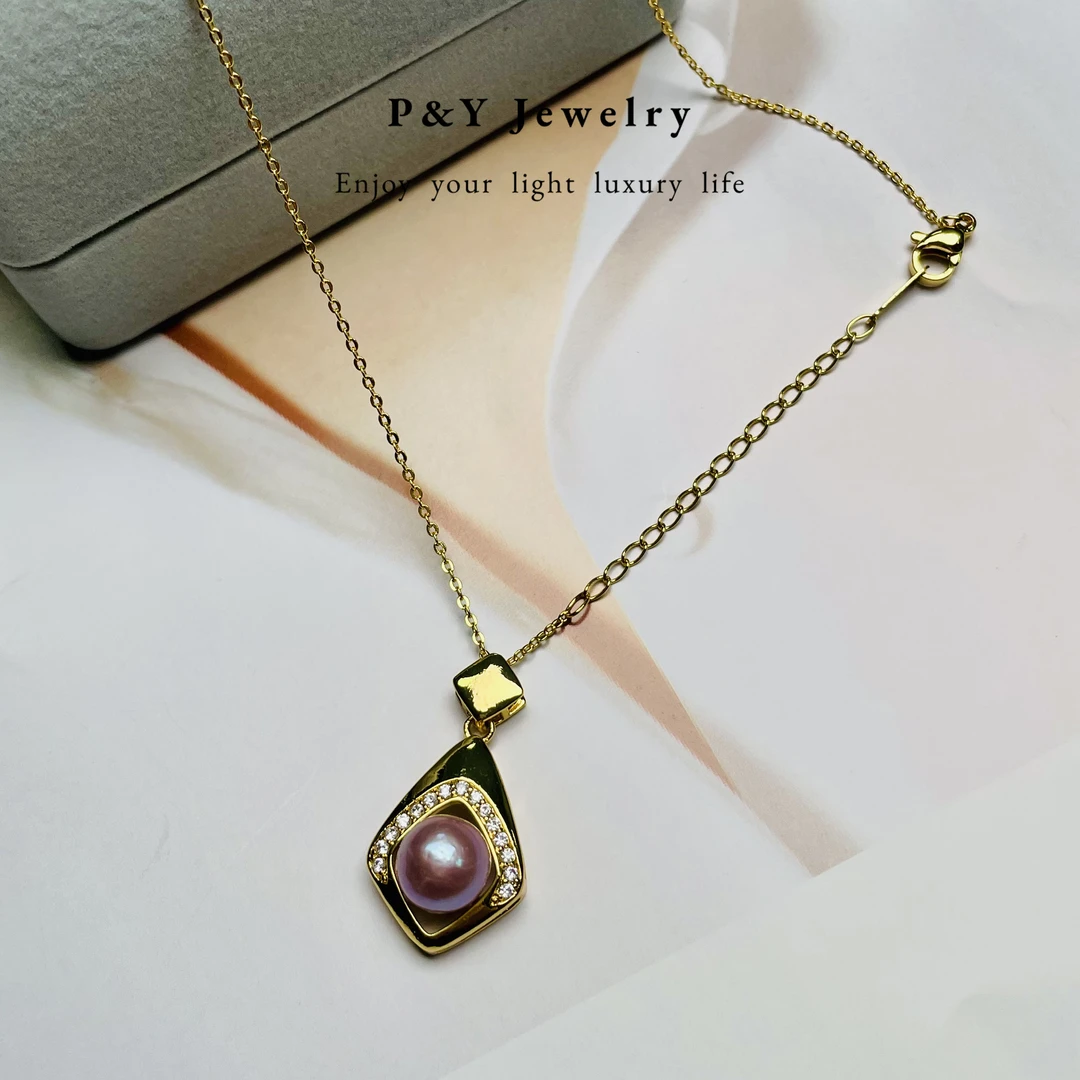 法式轻奢9-10mm优雅水滴吊坠锁骨链40+5cm项链Z-5402