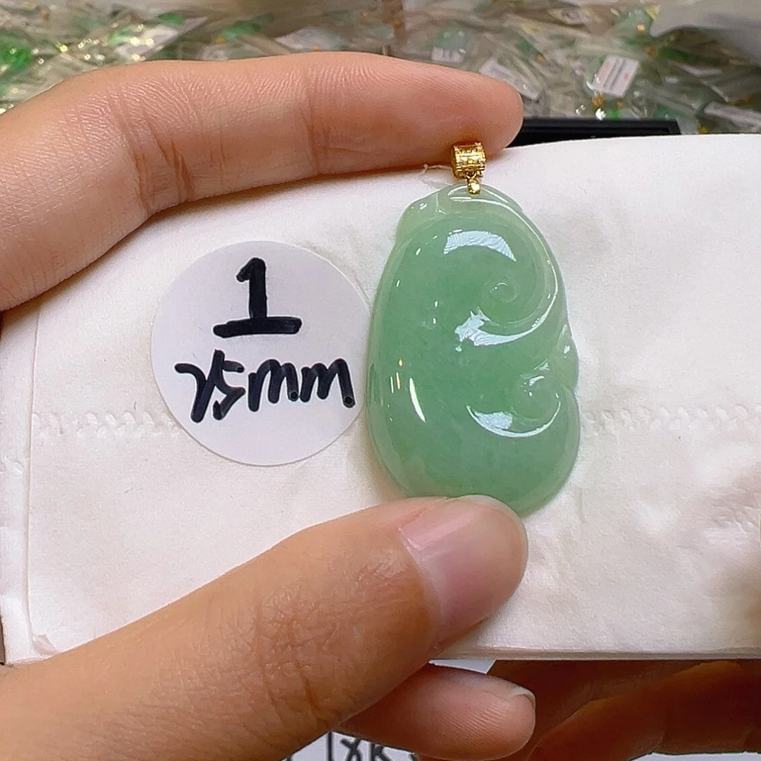 翡翠18K金镶嵌吊坠(不含链)翡翠