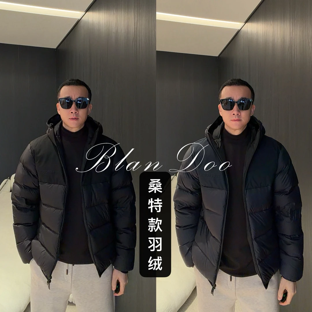 BLANDOO “温暖风度” 男士高品质90白鸭绒连帽羽绒服8BD073