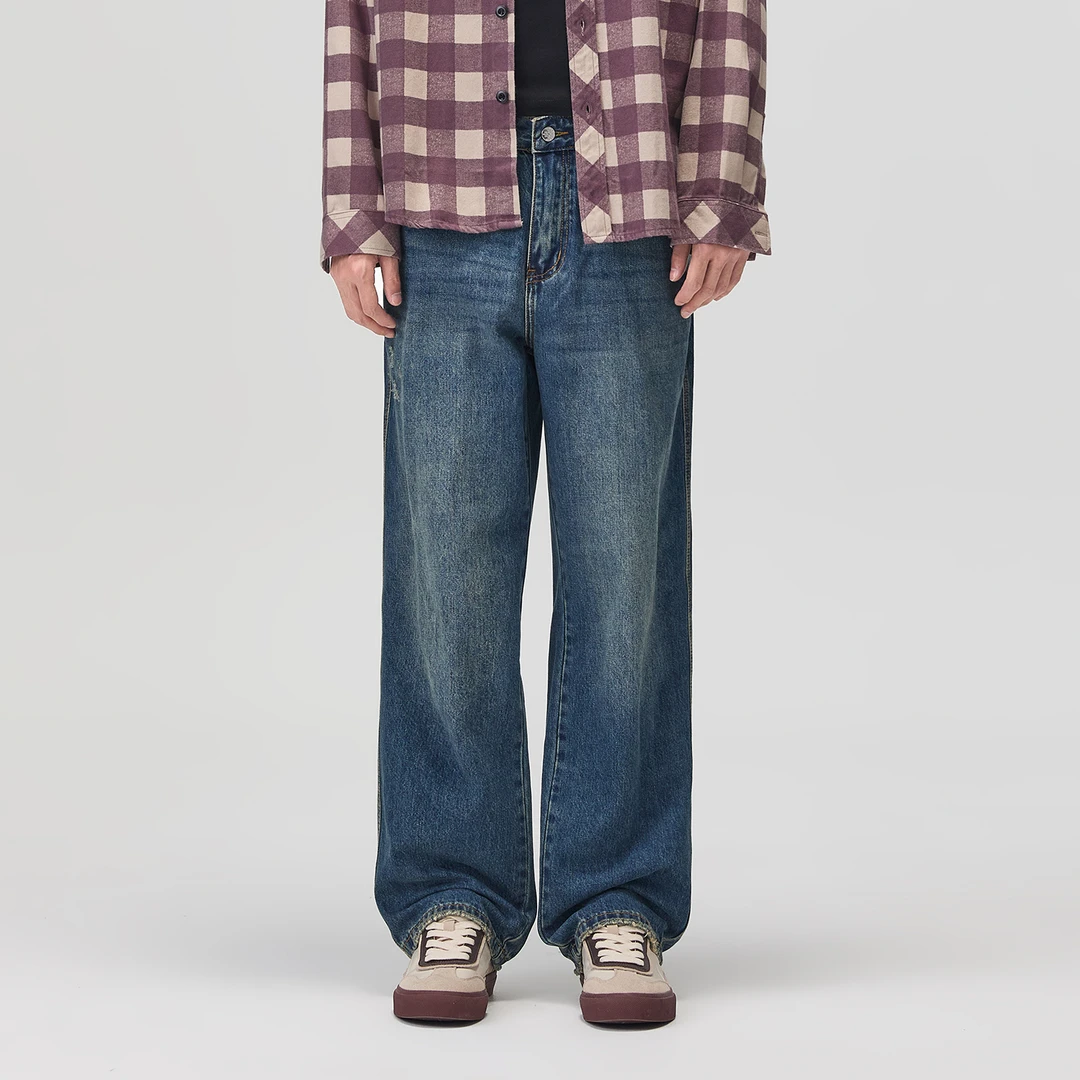 DTBD2025新款秋季美式复古牛仔裤男款直筒宽松阔腿潮流休闲长裤子