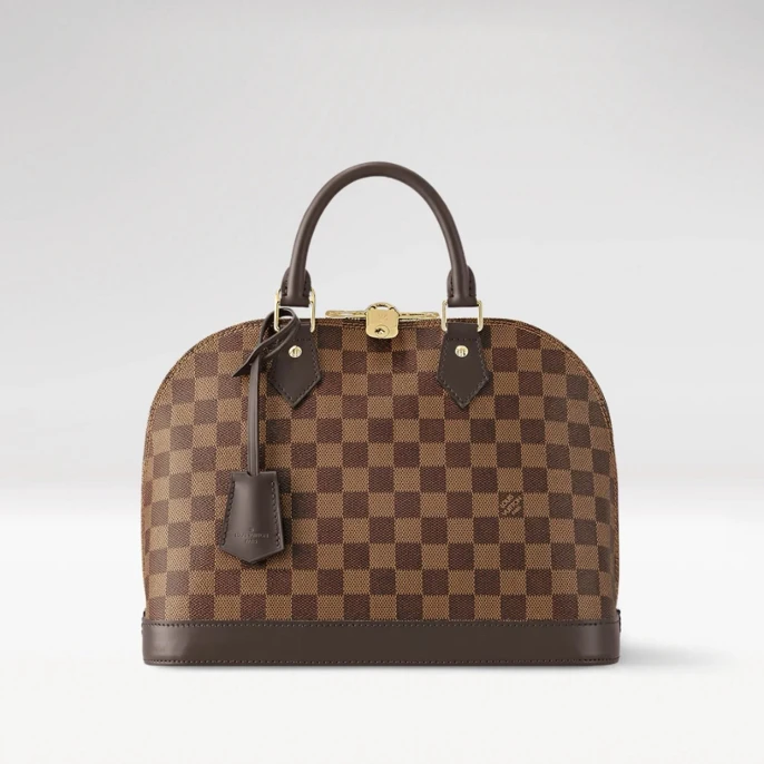 95新 LouisVuitton/路易威登 棕棋盘格Alma 贝壳包小号