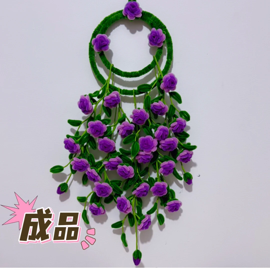【成品】多头玫瑰花挂篮版手工装饰客厅仿真花手工编织