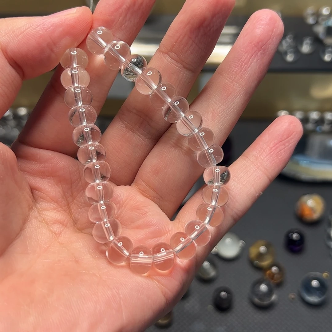 水晶手链未镶嵌Q***n白水晶8mm算盘珠全净体108