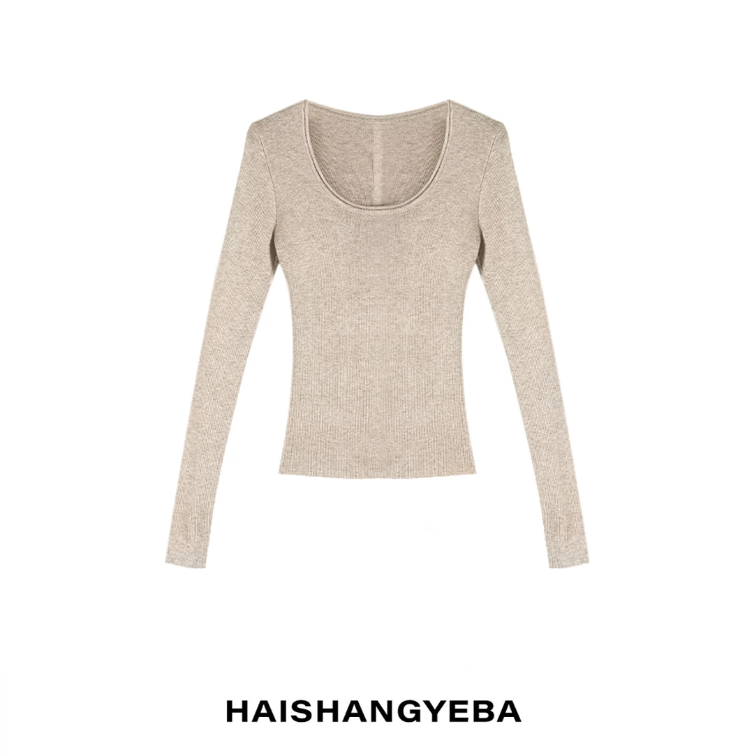 【海上叶爸】新款2025秋冬百搭绵羊毛圆领纯色简约打底衫