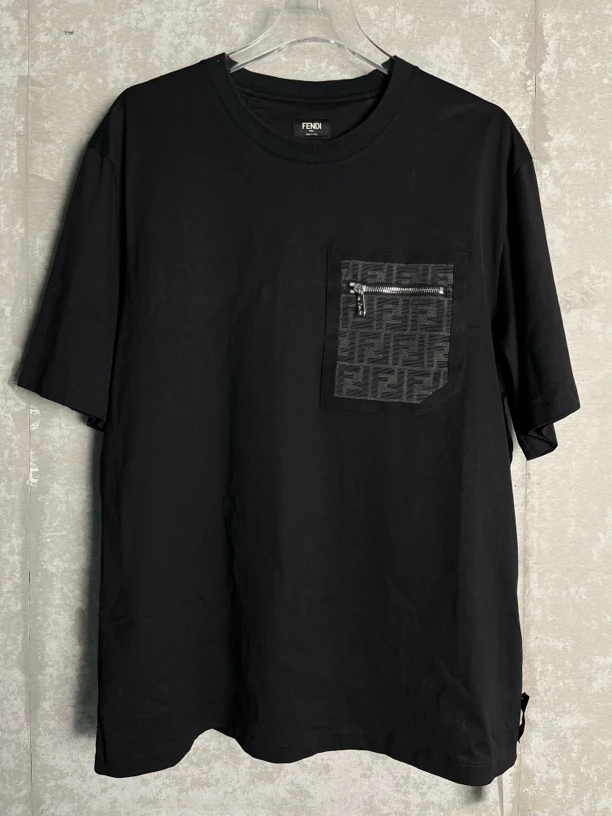未使用 FENDI/芬迪 XL*1/Fendi芬迪口袋老花麂皮拼接短袖/08871