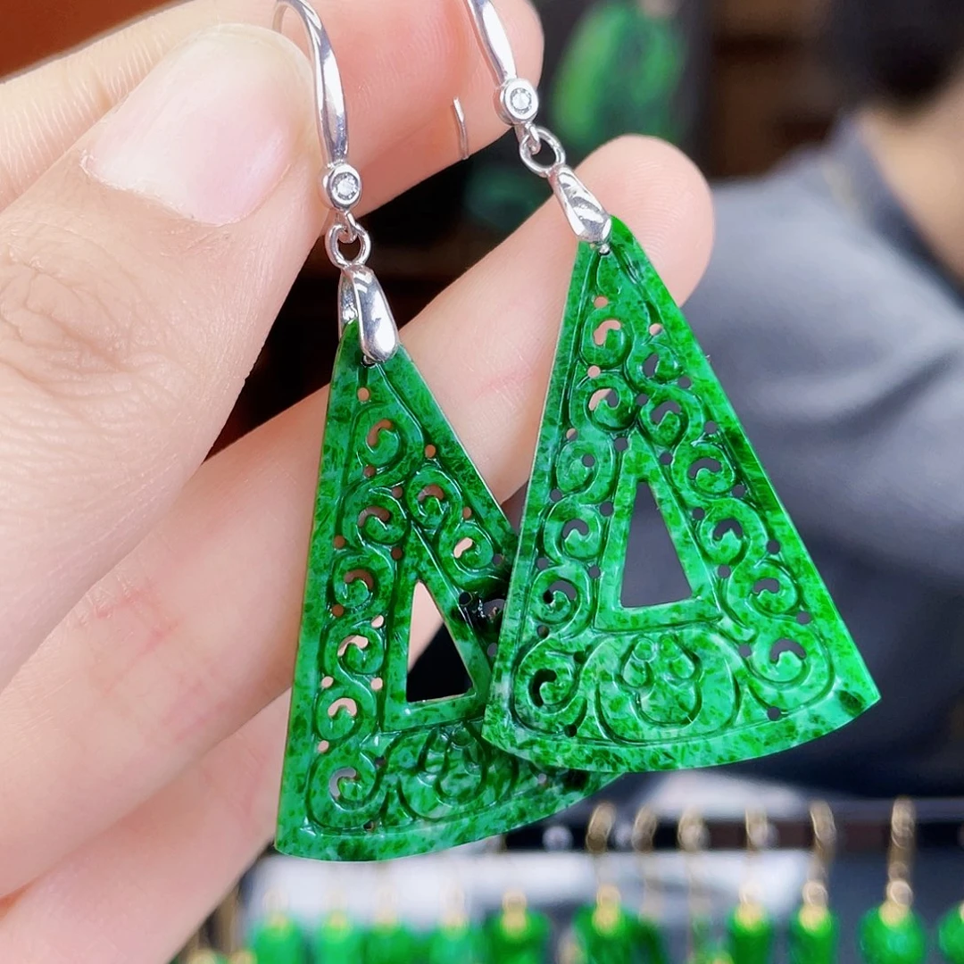 翡翠银S925镶嵌耳饰