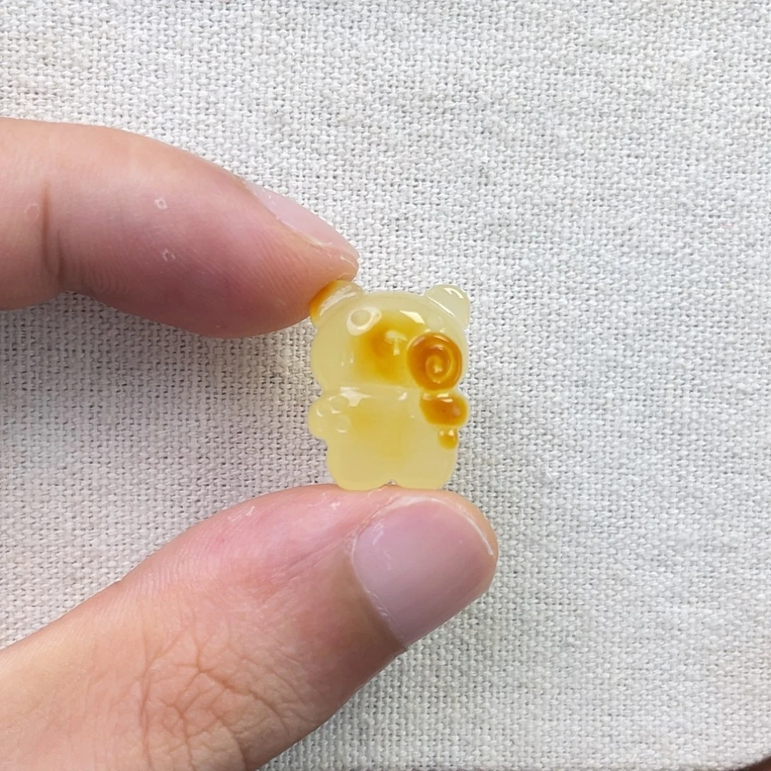 裸石琥珀未镶嵌棒棒糖小熊