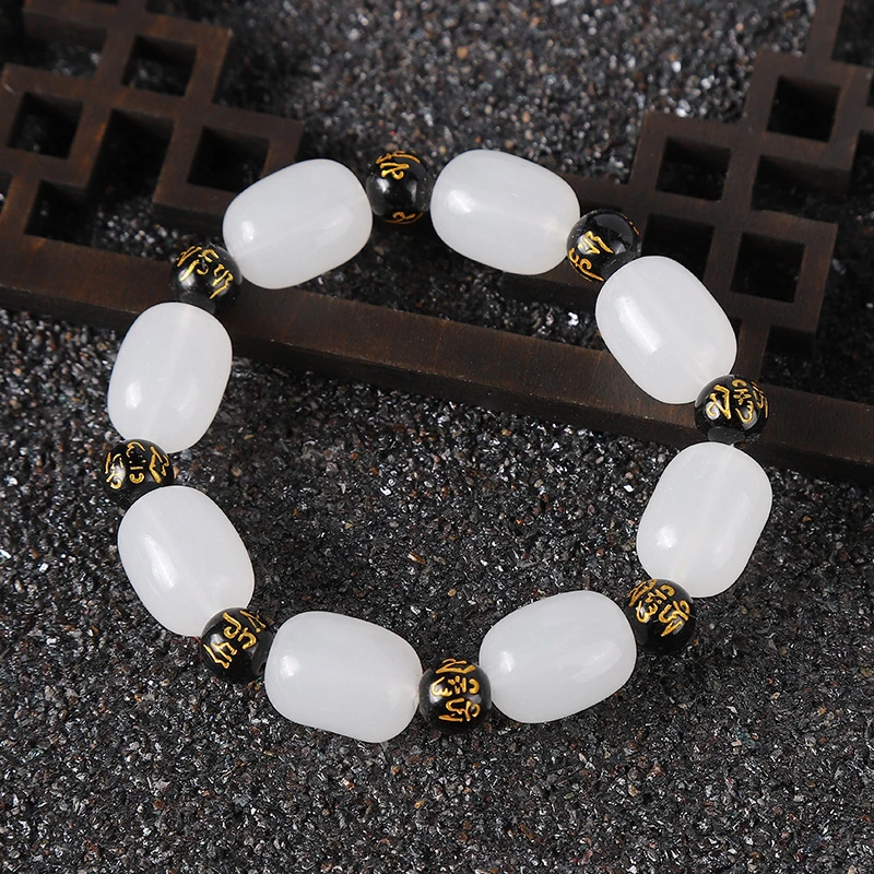 非金属玻璃手链 六字箴言手串小众轻奢首饰品ins时尚百搭