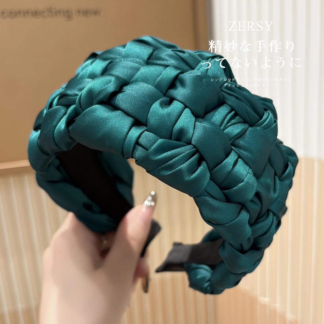 纯色缎面编织宽边发箍女款高级感洋气时尚高颅顶发卡日常外戴头箍