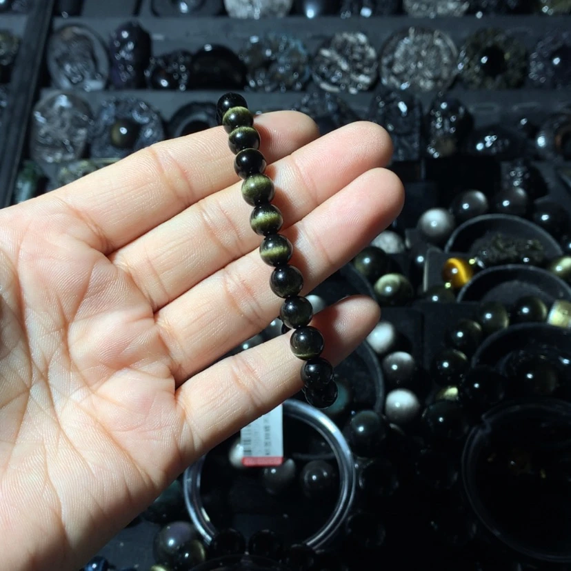 【闪购商品】黑曜岩手串未镶嵌阿*