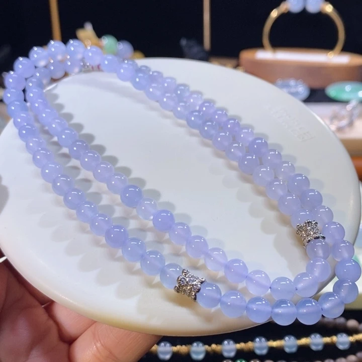 翡翠未镶嵌吊坠(不含链)翡翠高冰蓝紫项链卡6