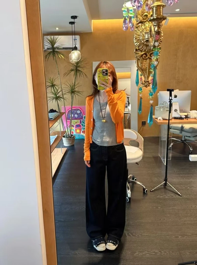 【BORAKOO】蓝黑色~直筒牛仔裤