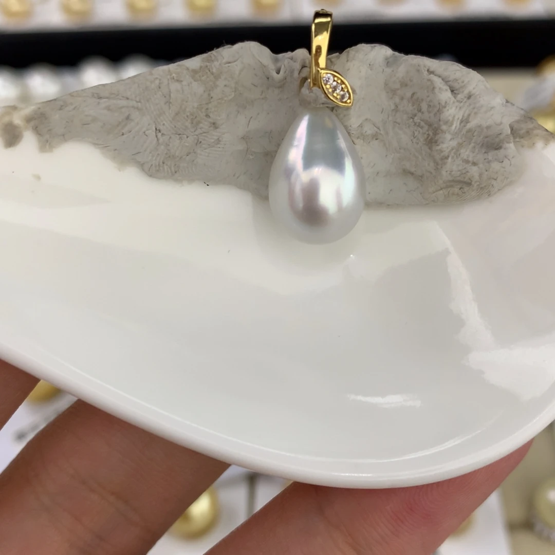 未镶嵌裸珠海水珍珠10.1mm澳白银蓝光水滴裸珠
