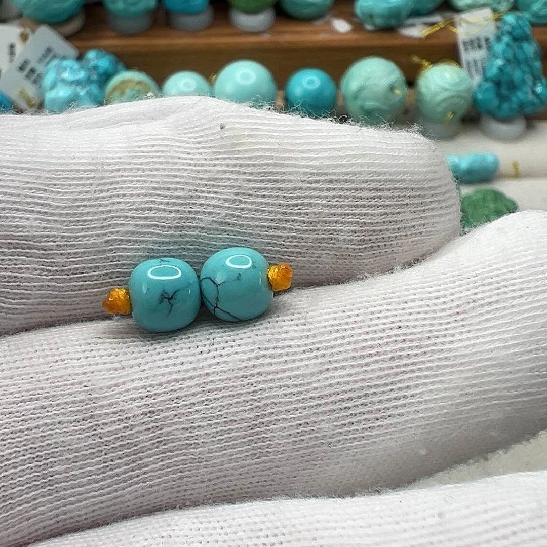 绿松石老型对珠 未镶嵌