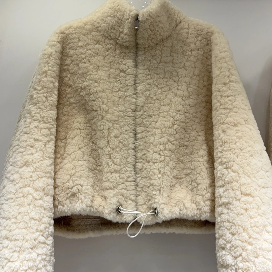 人造皮草 立领女外套短款羊剪绒外套百搭休闲女装短款