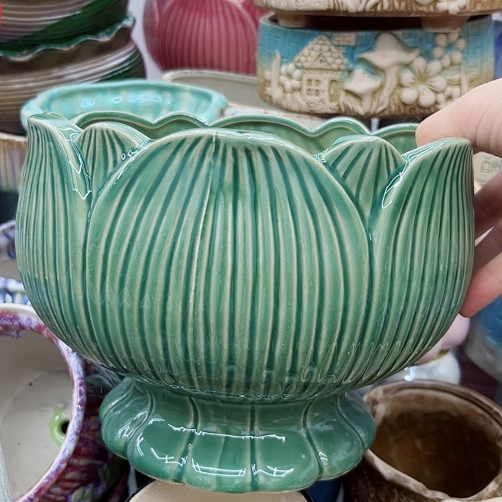 多肉绿植陶瓷花盆9.9包邮，有孔