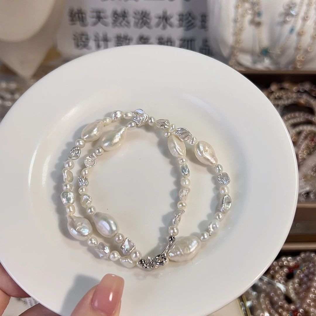 淡水珍珠银S925镶嵌时尚设计款淡水珍珠