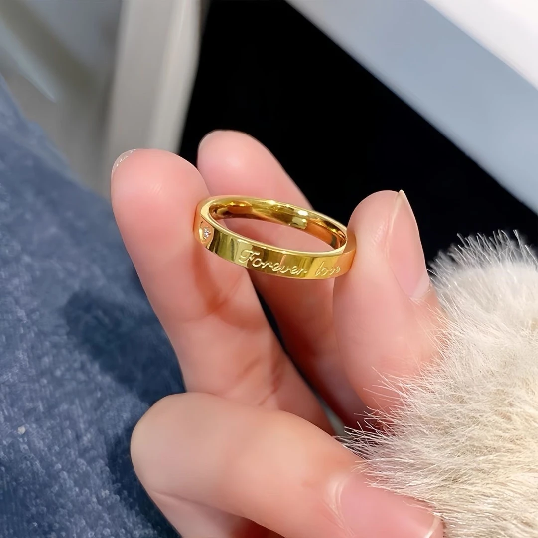 钛钢戒指 小众设计英文字母简约男女情侣戒指气质轻奢闺蜜食指环