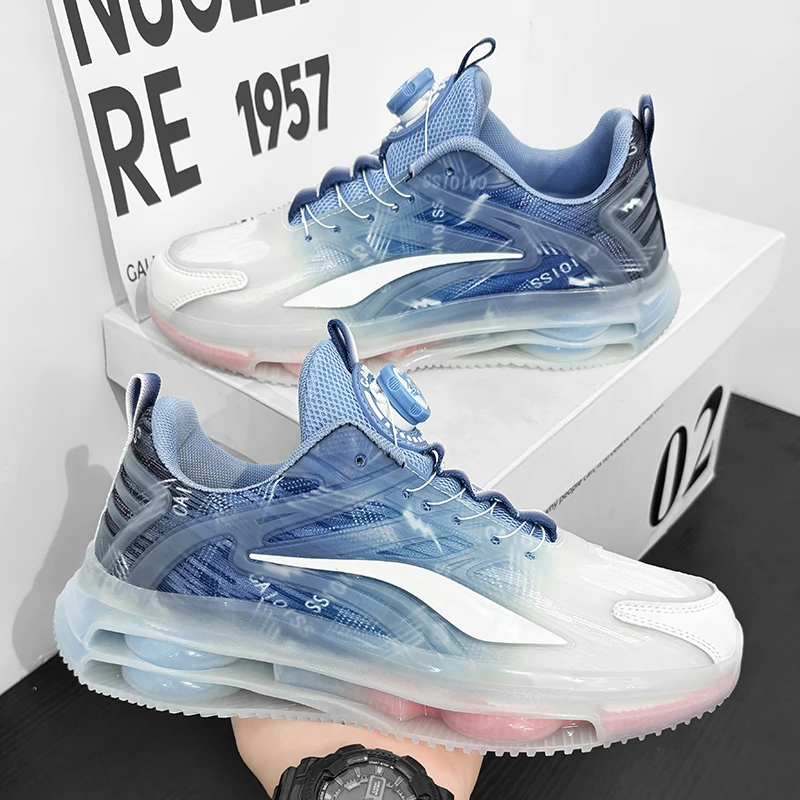 2025新款旋转纽扣潮流休闲运动跑步鞋网面男女同款百搭情侣鞋加绒