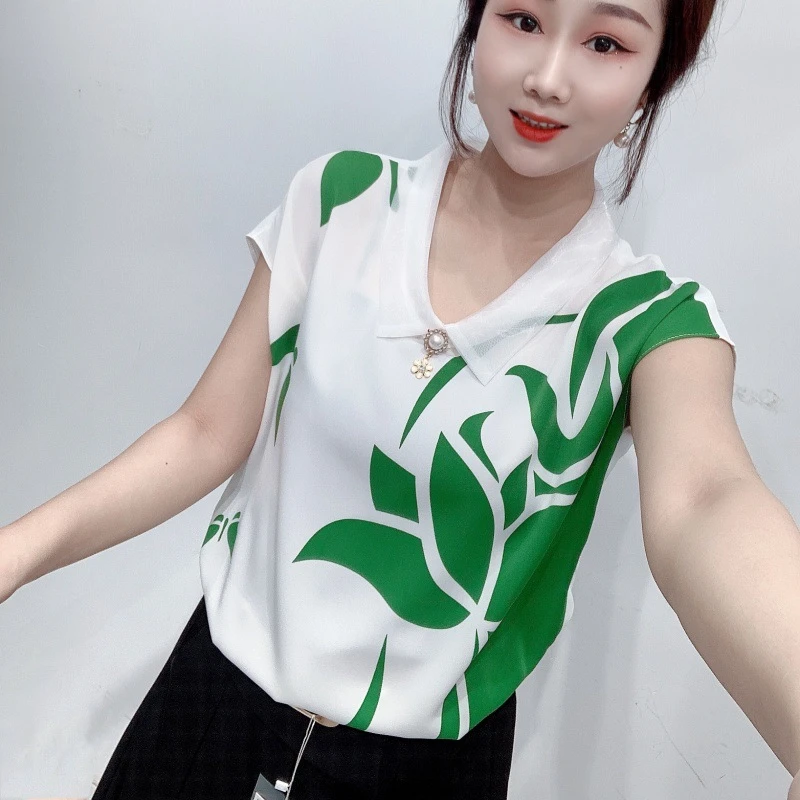 女士洋气时尚新款2025年夏季新款衬衫显瘦上衣设计感小众短袖衬衣