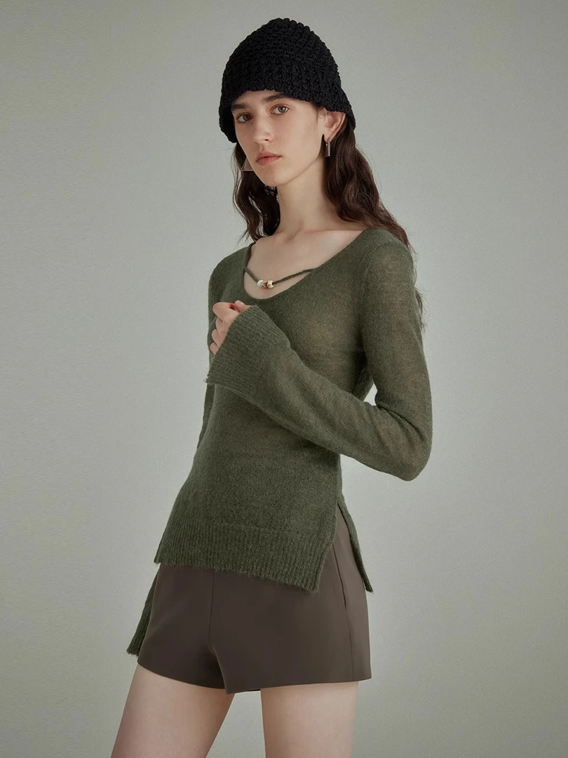 断码折扣｜沉香 马海毛长袖针织衫女秋季内搭长袖设MSCIY0737