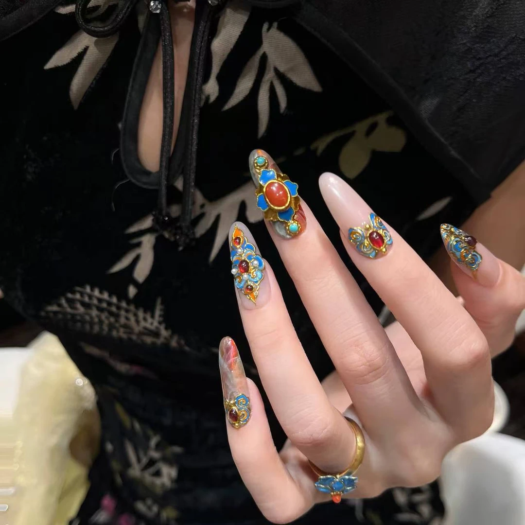 文玩矿石@【敦煌岩彩】寇丝妮 纯手工穿戴式美甲