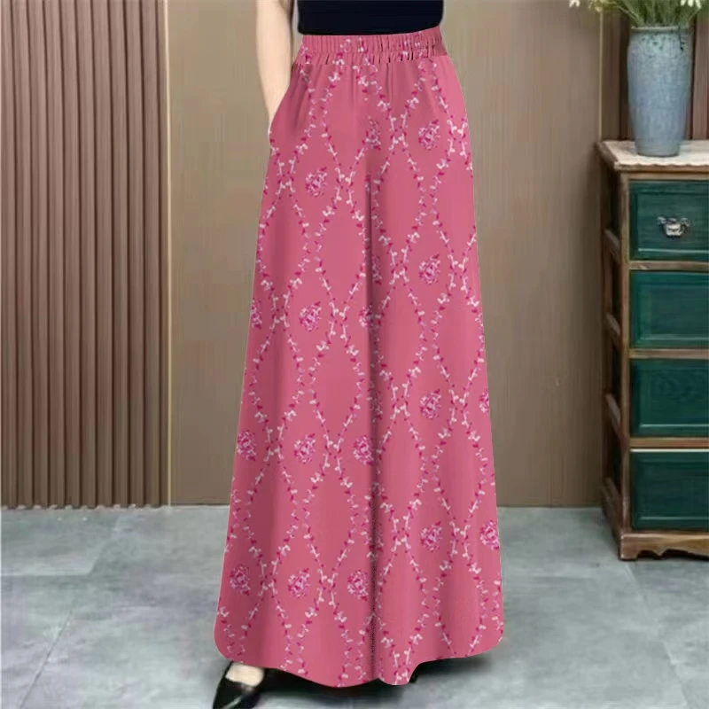 中年妈妈长裤大码女装妈妈夏天阔腿裤宽松显瘦时尚妈妈夏天裤子