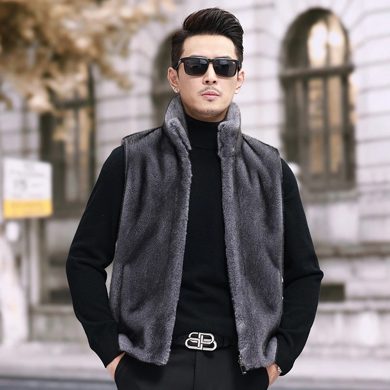 24122 1男士保暖绒双面穿马甲男秋冬内搭保暖短款商务时尚潮流