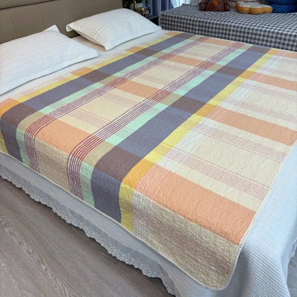 纯棉色织夹棉床盖沙发榻榻米飘窗可机洗学生宿舍生理垫隔脏垫盖毯